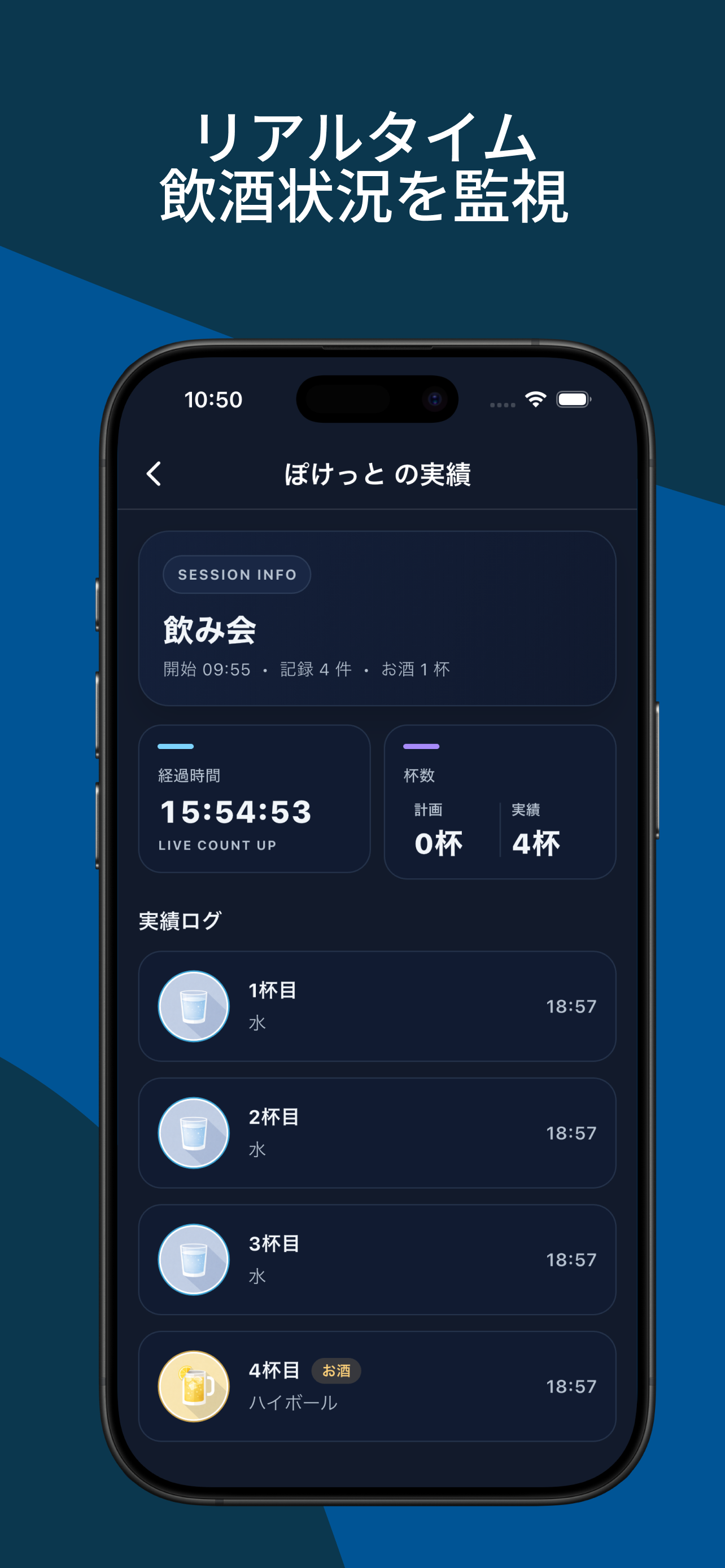 リアルタイムで飲酒状況を監視できる doripla の訴求画像